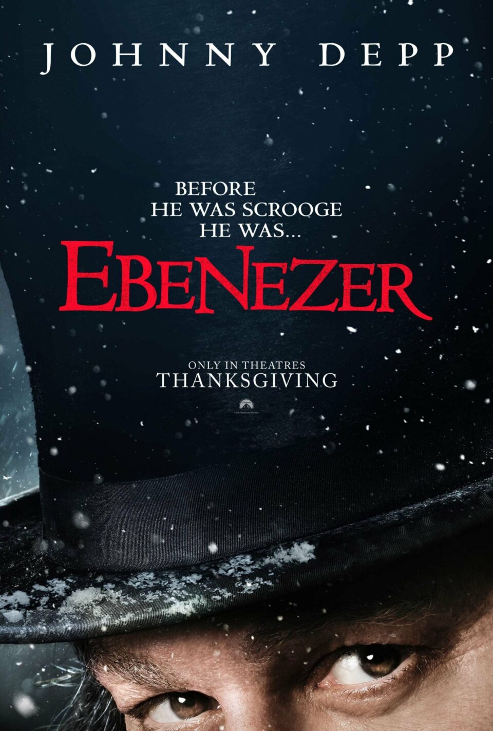 Affiche du film Ebenezer de Ti West avec Johnny Depp en Scrooge