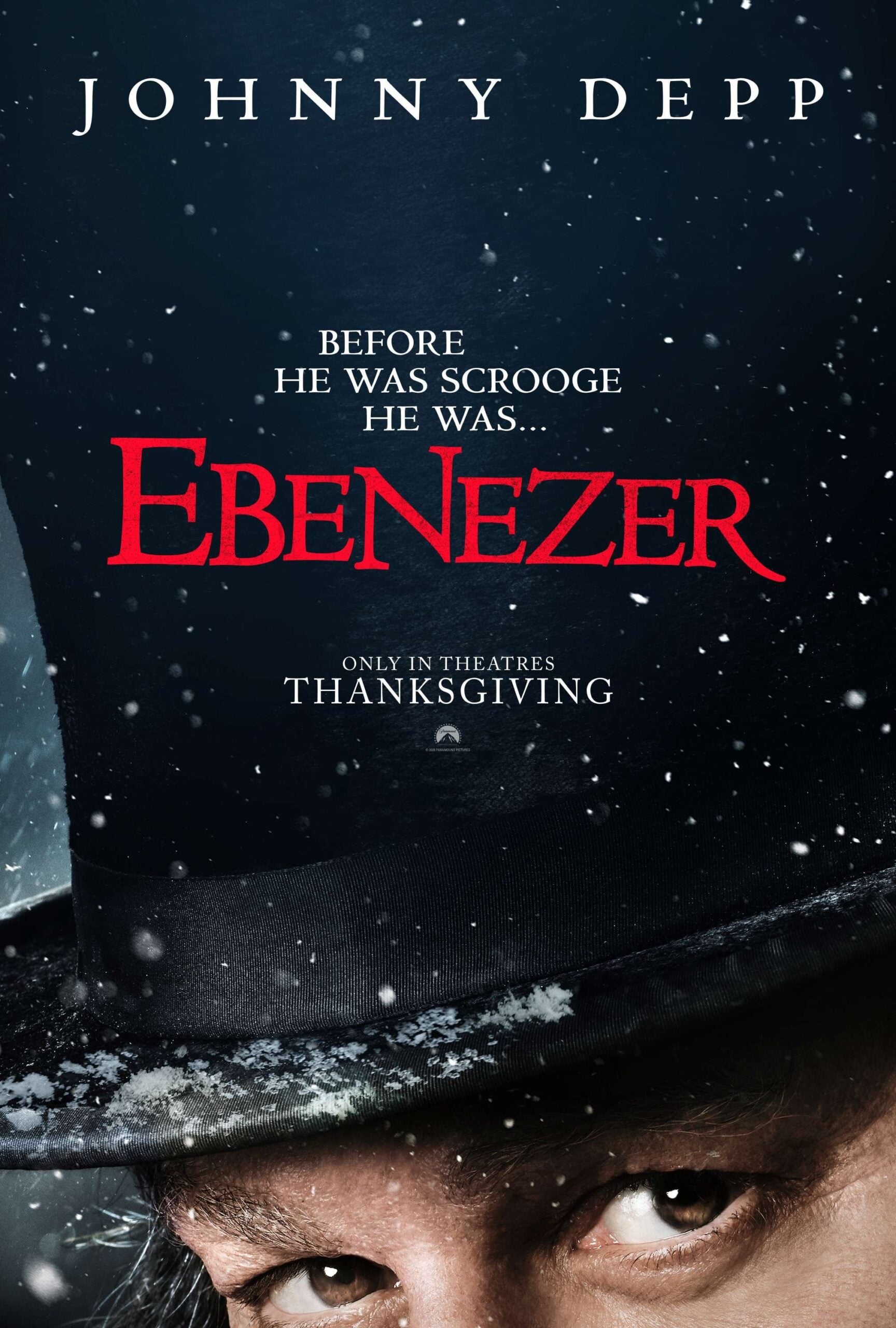 Affiche du film Ebenezer de Ti West avec Johnny Depp en Scrooge