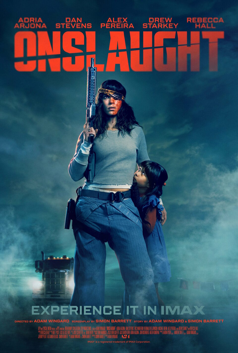 Affiche IMAX officielle du film Onslaught d'Adam Wingard