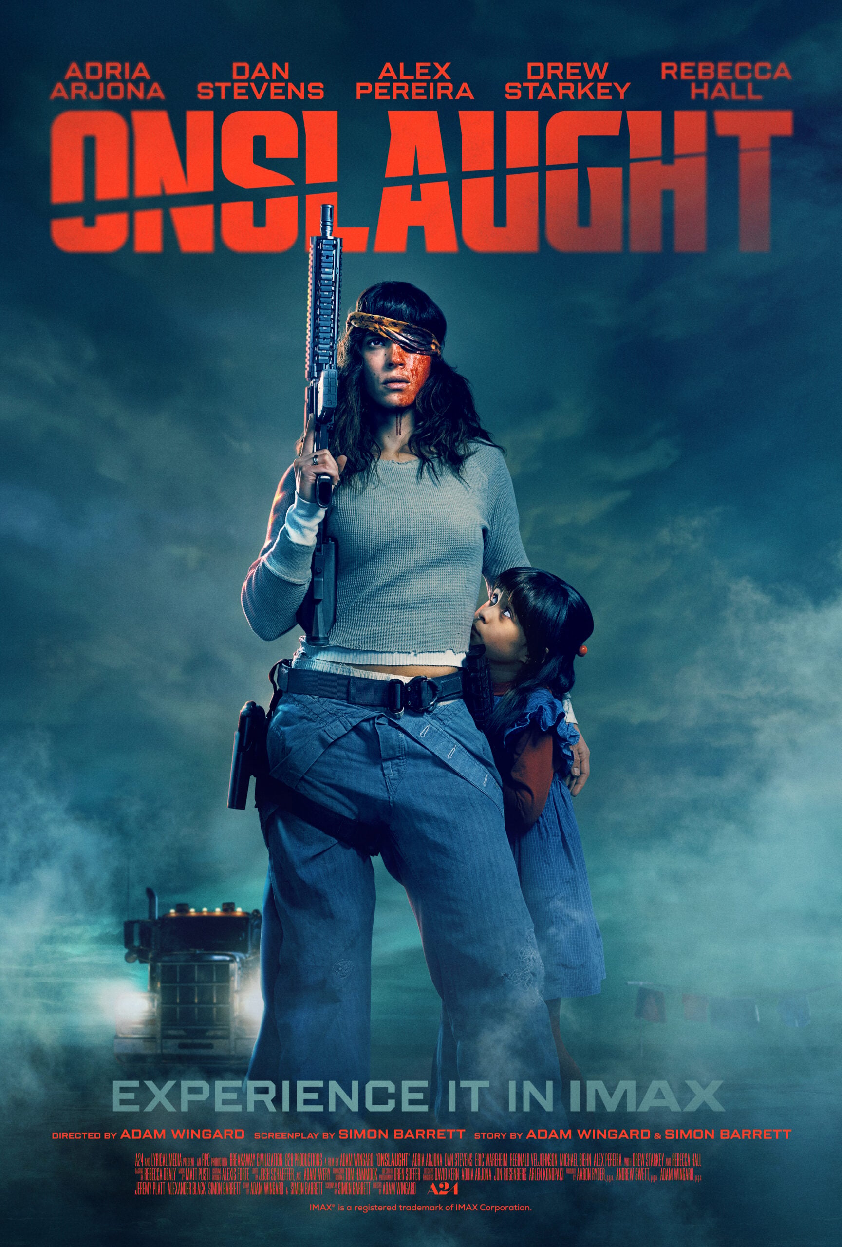 Affiche IMAX officielle du film Onslaught d'Adam Wingard