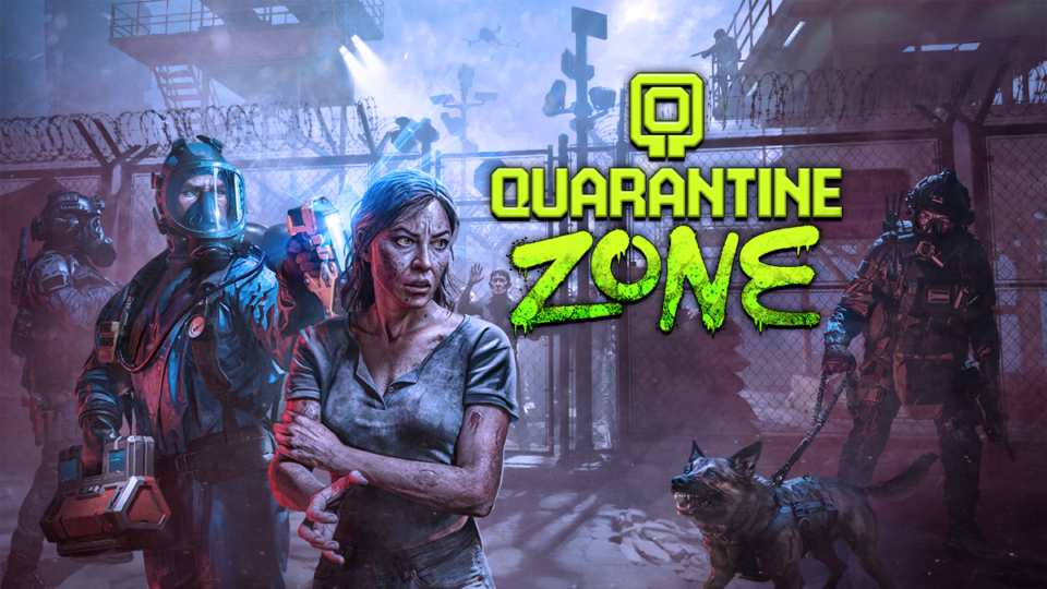 Key art de Quarantine Zone: The Last Check avec les personnages principaux face à une zone de quarantaine