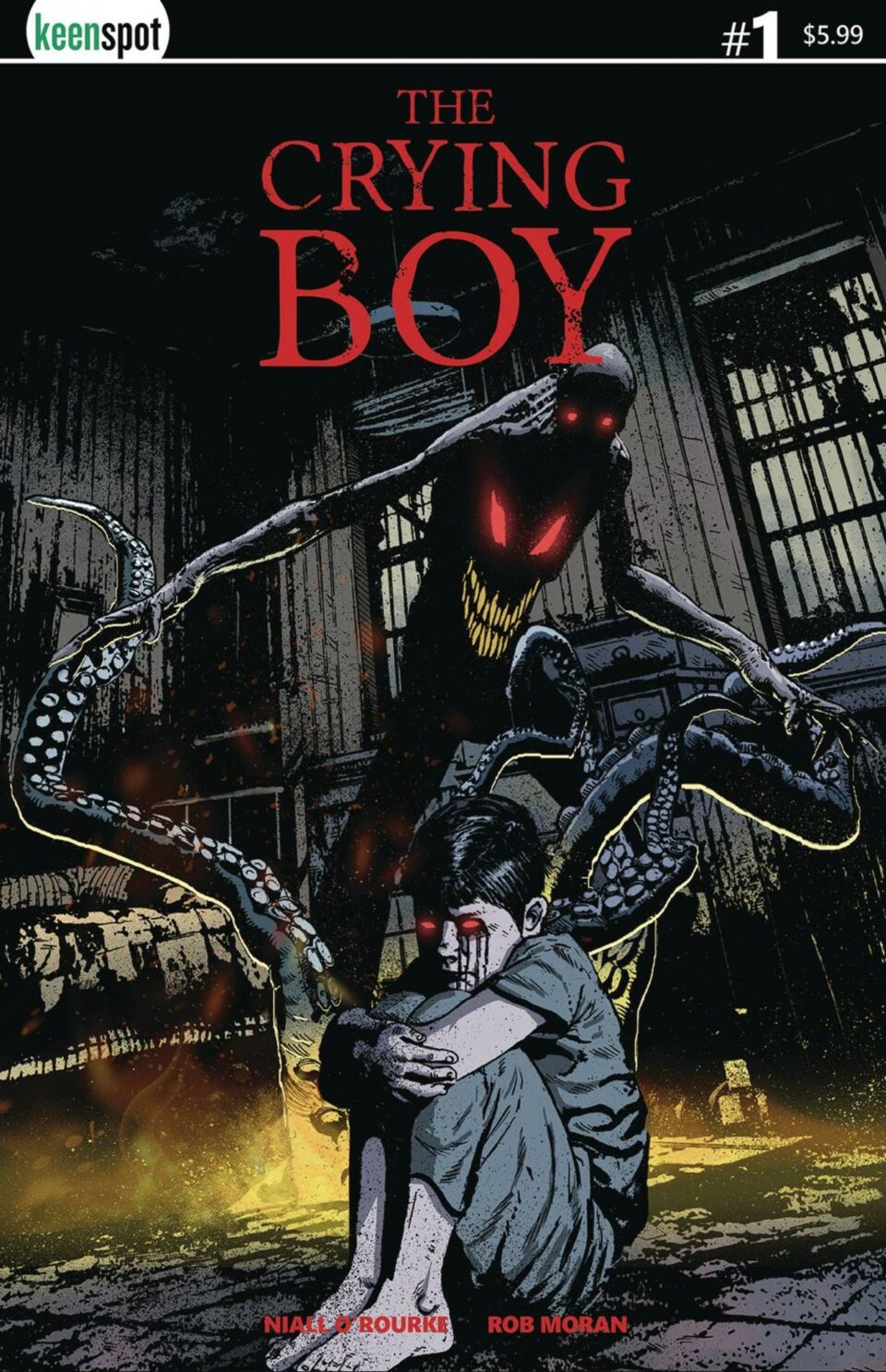 Couverture du comics d’horreur The Crying Boy publié par Keenspot