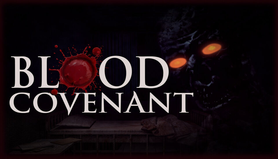 Visuel officiel de Blood Covenant avec un lit d'hôpital et une silhouette aux yeux orange