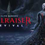 Illustration officielle de Clive Barker’s Hellraiser: Revival : Pinhead tenant la boîte, avec le logo du jeu