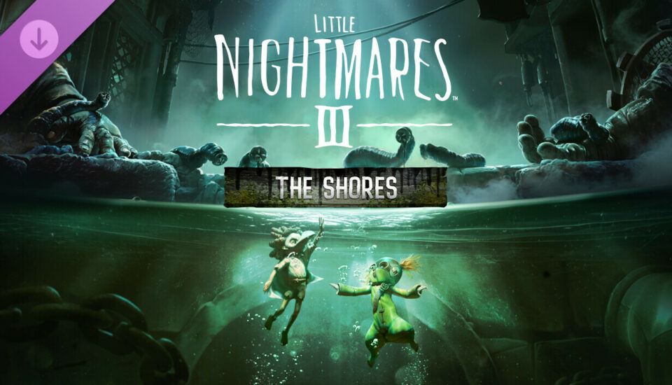 Visuel officiel du DLC The Shores de Little Nightmares III, avec Low et Alone sous l'eau