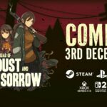 Visuel officiel de The Road of Dust and Sorrow avec Katherine et sa fille Ava devant les plateformes et la date de sortie du 3 décembre